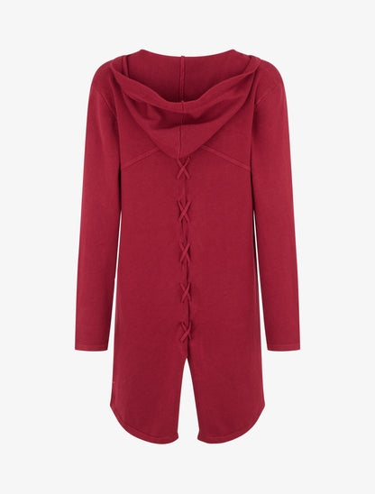 Gilet long uni à cordons de serrage au dos - Bordeaux - 2