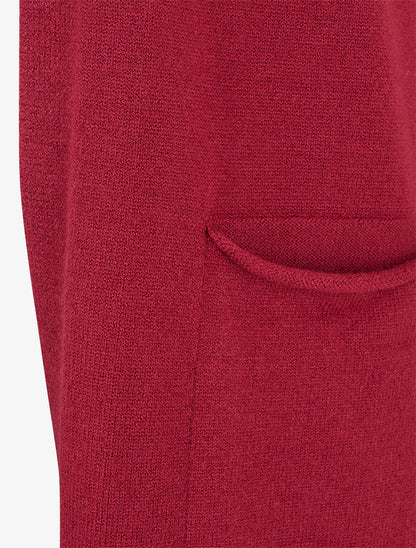 Gilet long uni à cordons de serrage au dos - Bordeaux - 3