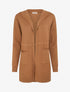 Gilet long uni à capuche - Camel - 1