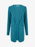 Gilet long uni à capuche - Bleu canard - 1