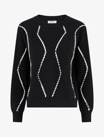 Pull droit à tresses irisées - Noir - 1