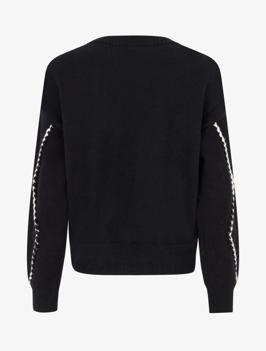 Pull droit à tresses irisées - Noir - 2