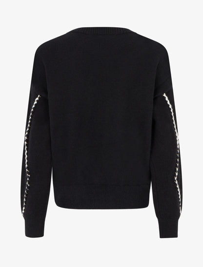 Pull droit à tresses irisées - Noir - 2