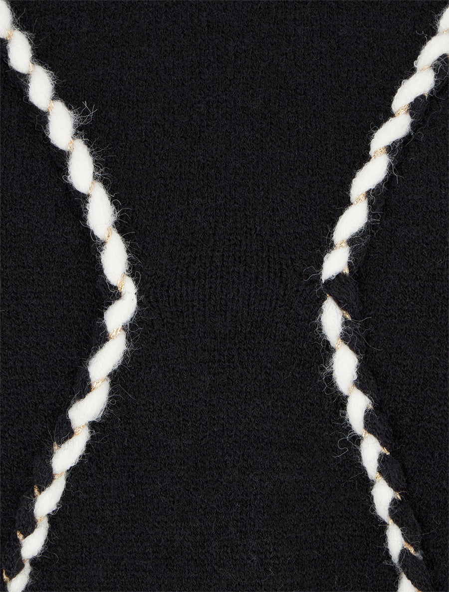 Pull droit à tresses irisées - Noir - 3