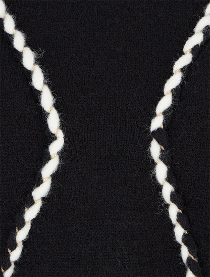 Pull droit à tresses irisées - Noir - 3