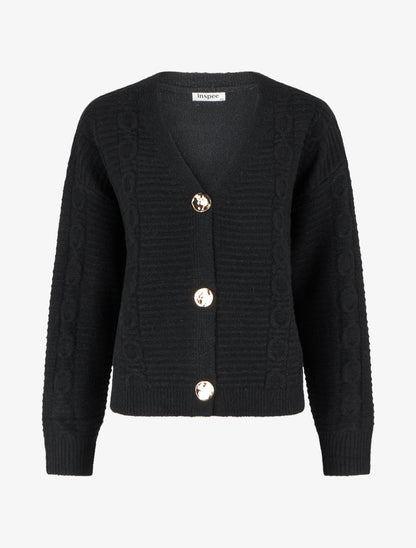 Gilet irisé à boutons métalliques - Noir - 1