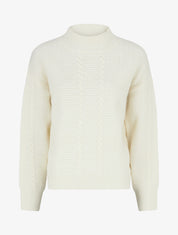 Pull uni texturé en maille - Écru - 1