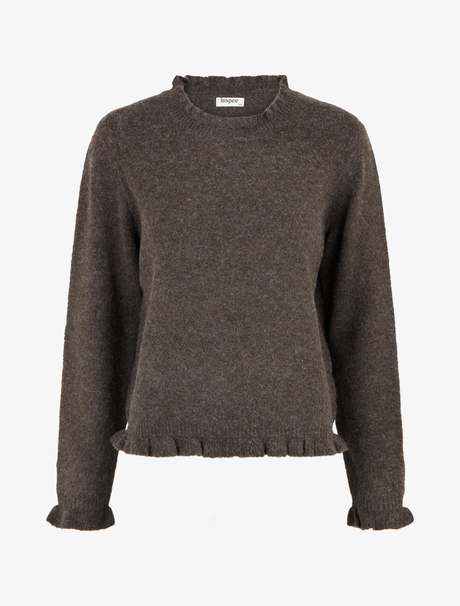 Pull duveteux à bords vagues - Marron - 1