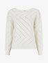Pull uni ajouré à col rond - Crème - 1