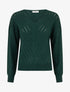 Pull uni ajouré à col V - Vert sapin - 1