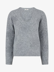 Pull duveteux à fleurs brodées - Gris - 1