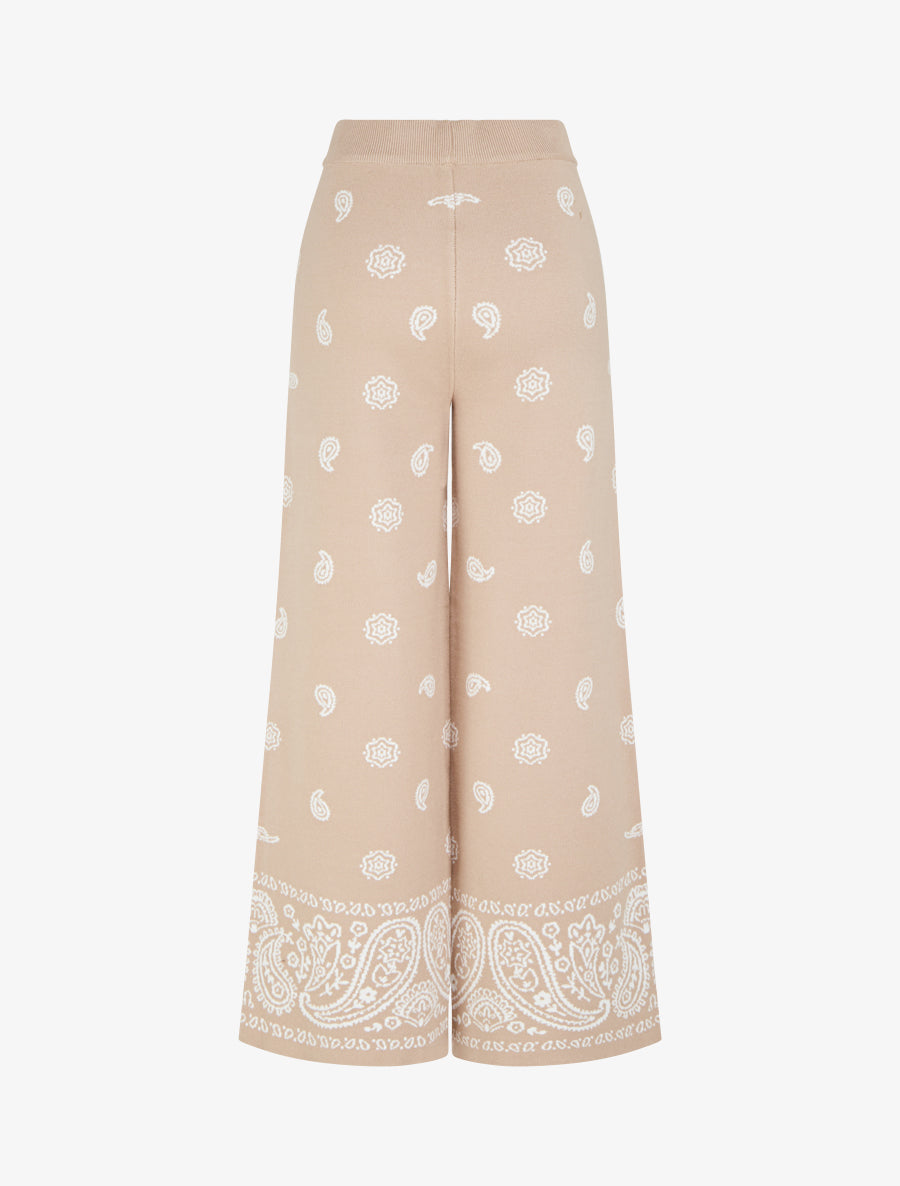 Pantalon en maille à imprimé ikat - Beige - 2