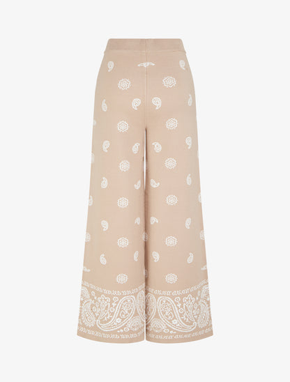 Pantalon en maille à imprimé ikat - Beige - 2