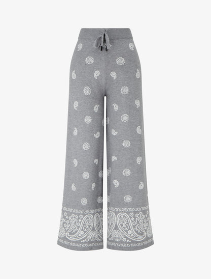 Pantalon en maille à imprimé ikat - Gris - 1
