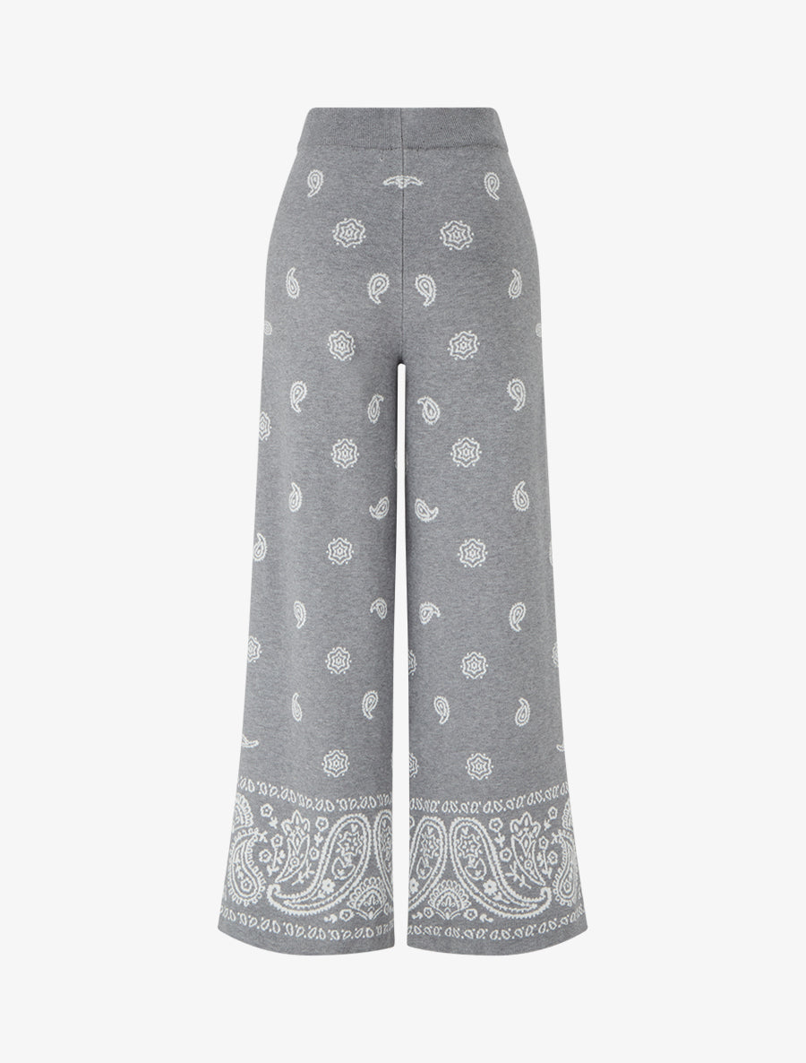 Pantalon en maille à imprimé ikat - Gris - 2