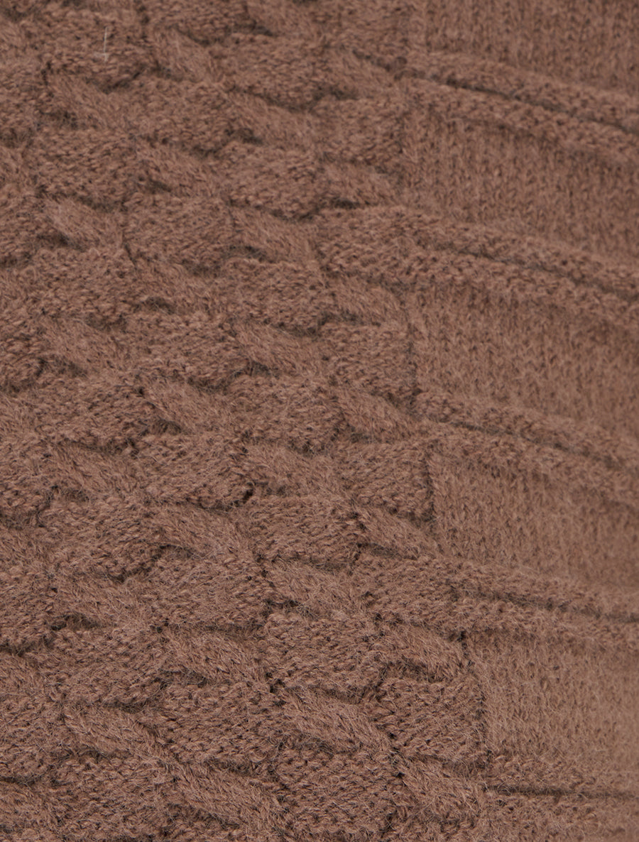 Pull droit à col rond en maille rayé - Marron - 3