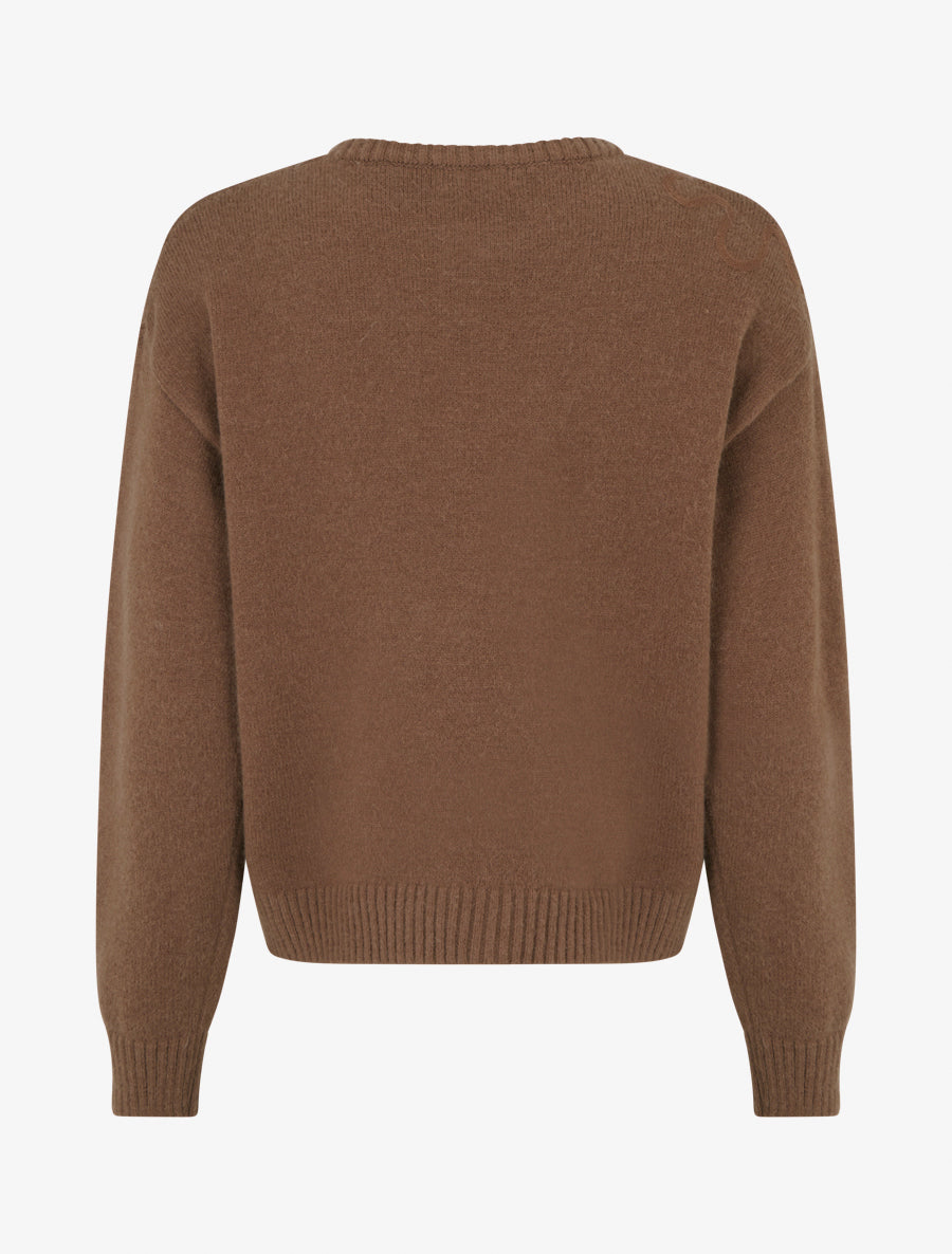 Pull uni à motif fantaisie - Marron - 2