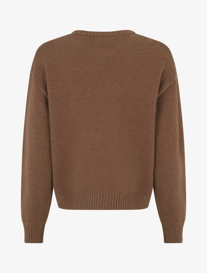 Pull uni à motif fantaisie - Marron - 2