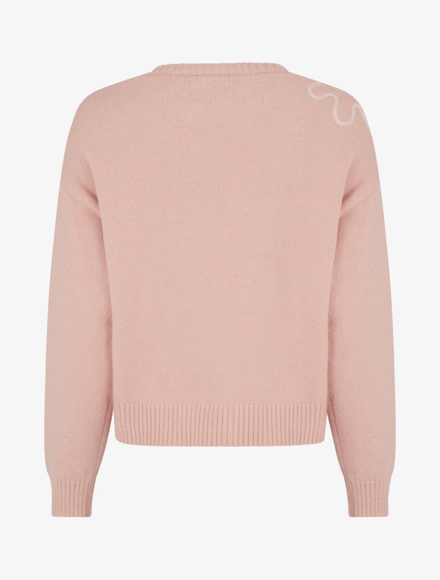 Pull uni à motif fantaisie - Rose - 2