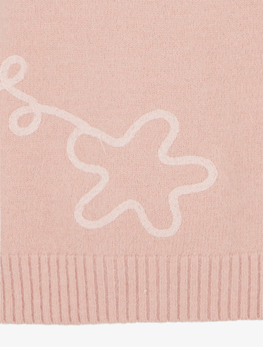 Pull uni à motif fantaisie - Rose - 3