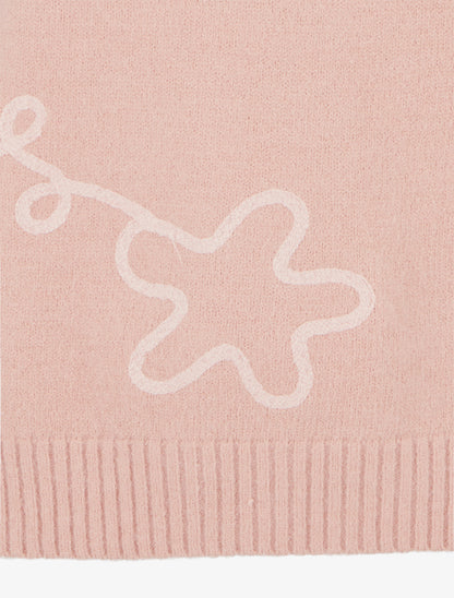 Pull uni à motif fantaisie - Rose - 3