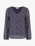 Blouse imprimé fantaisie à manches longues - Marine - 1