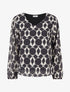 Blouse imprimé graphique à manches longues - Noir - 1