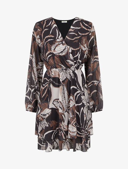 Robe mi-longue à taille élastiquée - Noir - 1