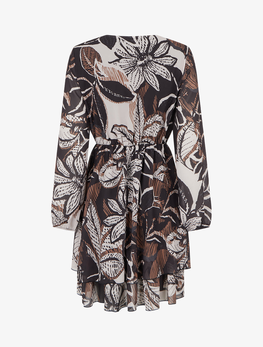 Robe mi-longue à taille élastiquée - Noir - 2