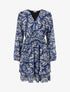 Robe mi-longue à taille élastiquée - Marine - 1