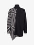 Poncho imprimé graphique à col mantant - Noir - 1