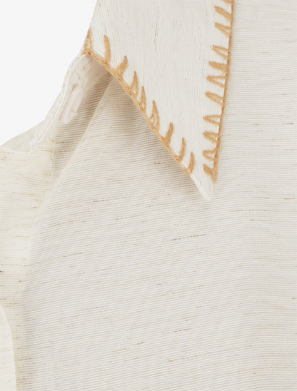 Chemisier uni sans manches boutonné - Crème - 3