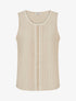 Top sans manches à col rond et broderie - Beige - 1