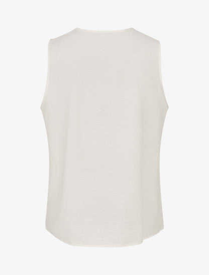 Top sans manches à col V volanté - Écru - 2