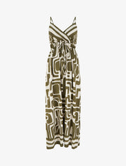 Robe longue imprimé graphique - Kaki - 1