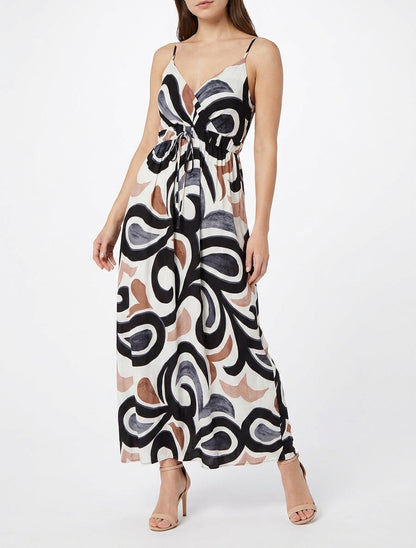 Robe longue imprimé fantaisie - Noir