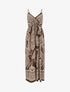 Robe longue imprimé feuilles stylisées - Marron - 1