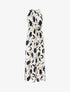 Robe longue élastiquée imprimé floral - Marine - 1