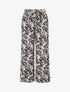 Pantalon élastiqué coupe droite imprimé fleuri - Marine - 1