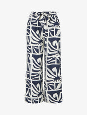 Pantalon élastiqué coupe droite imprimé graphique - Marine - 1