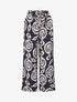 Pantalon élastiqué coupe droite imprimé arabesque - Marine - 1