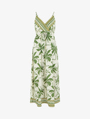 Robe longue à imprimé palmiers - Kaki - 1