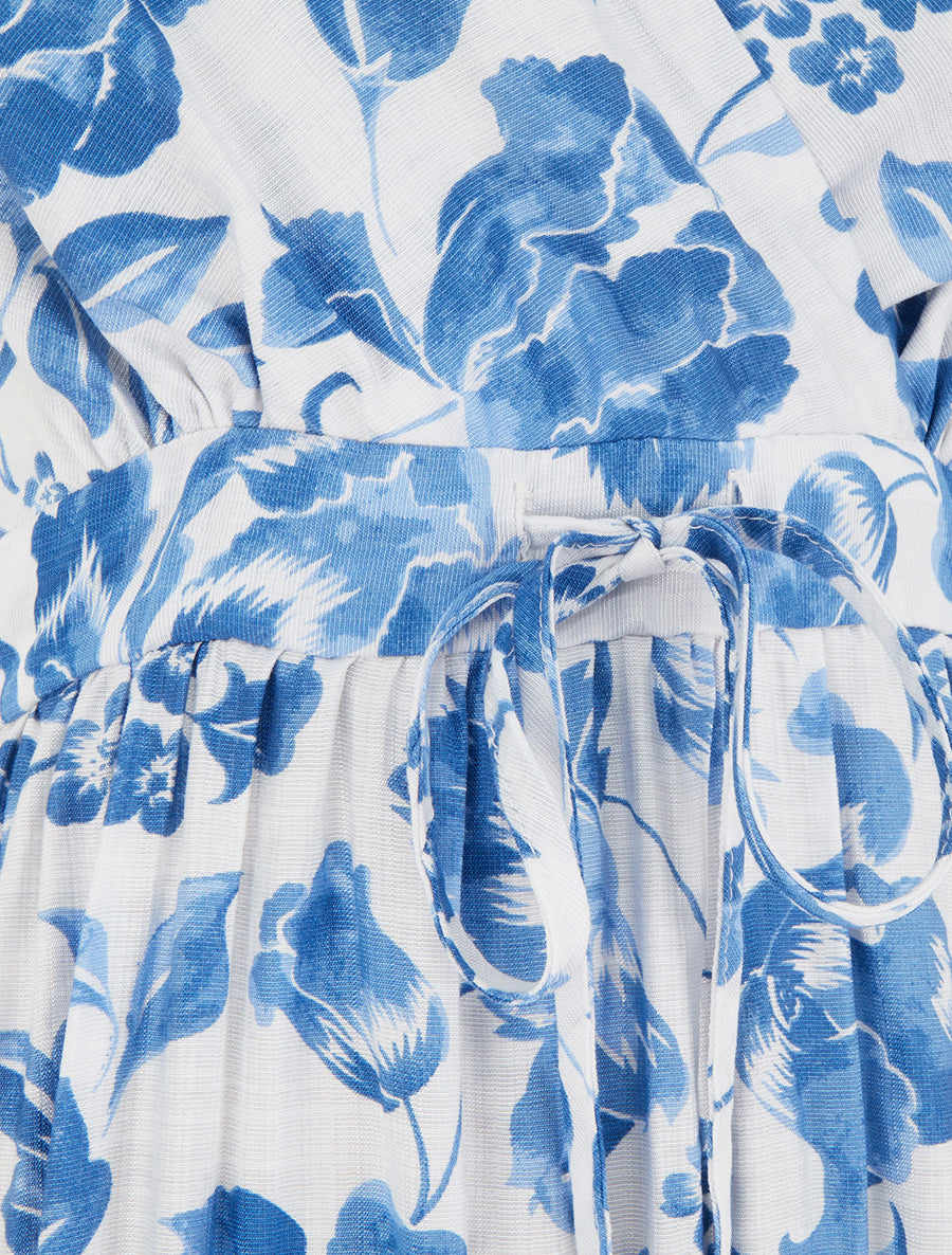 Robe longue à imprimé roses - Bleu - 3