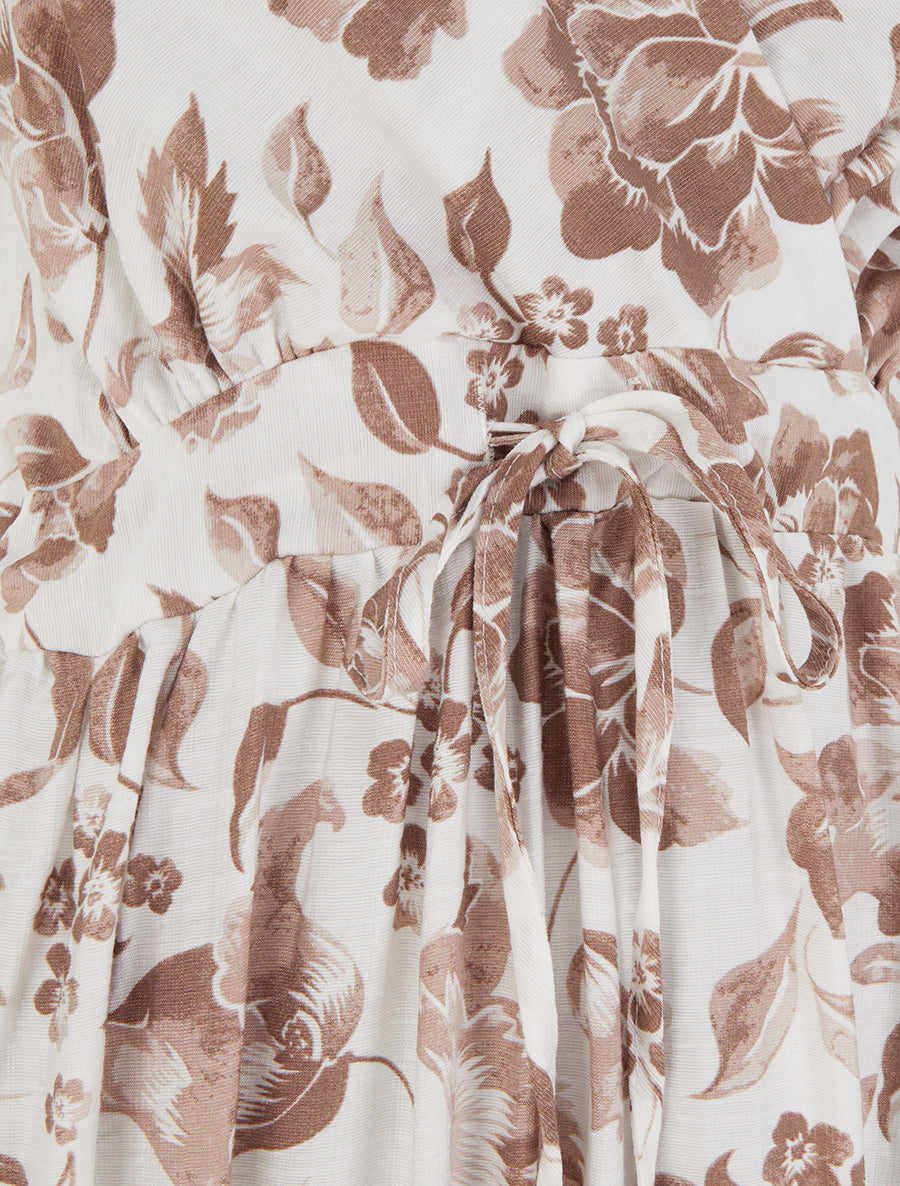 Robe longue à imprimé roses - Taupe - 3