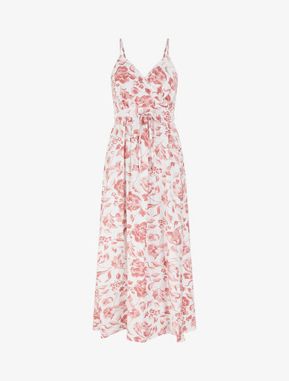 Robe longue à imprimé roses - Rose - 1