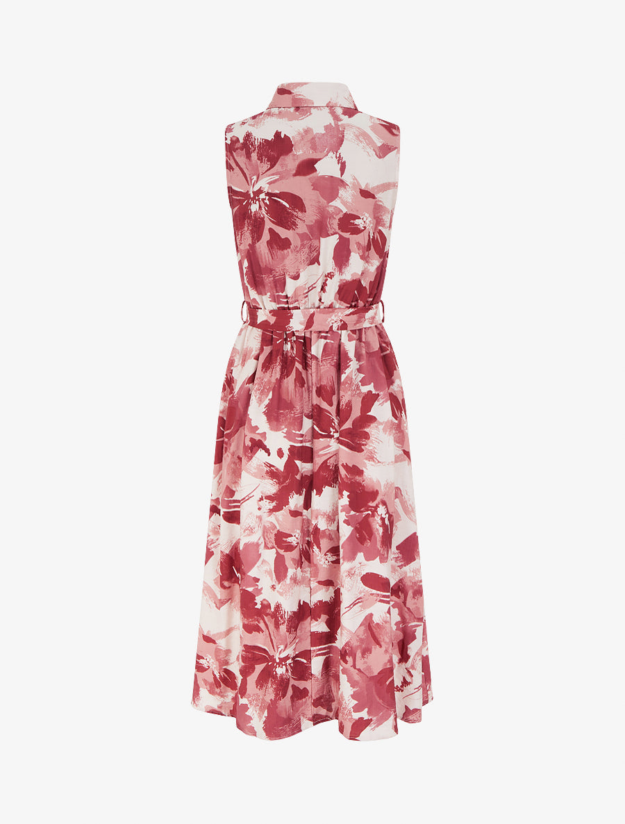 Robe longue style chemise imprimé abstrait - Vieux rose - 2