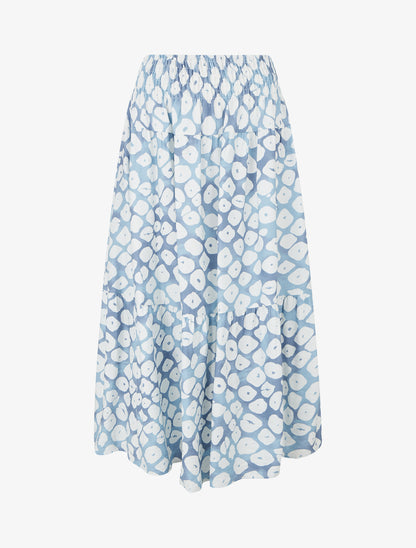 Jupe longue élastiquée fantaisie - Bleu clair - 1