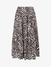 Jupe longue élastiquée graphique stylisé - Marine - 1