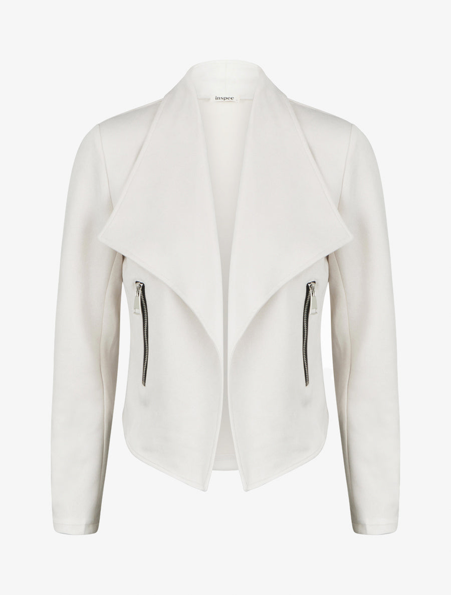 Veste en suédine à col châle - Crème