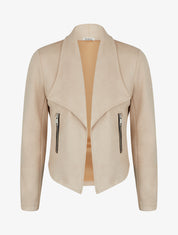 Veste en suédine droite zippée - Beige